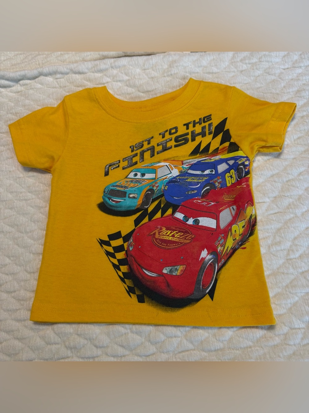 Disney Pixar Cars 2 T Shirt Size 2T Lightning McQueen Lee Revkins Ponchy Wipeout